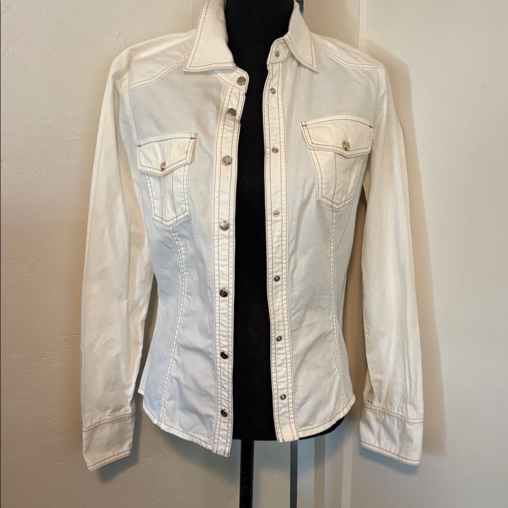 Gucci Cream Button-Up Shirt denim white.
